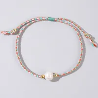 Casual Bohemian Geometric Imitation Pearl Rope Copper Knitting Unisex Bracelets sku image 2