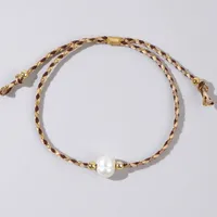 Casual Bohemian Geometric Imitation Pearl Rope Copper Knitting Unisex Bracelets sku image 4