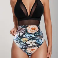 Women's Sexy Solid Color Flower One Piece Swimwear main image 2