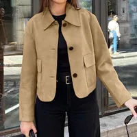 Women's Casual Solid Color Pocket Single Breasted Coat main image 1