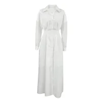Women's Shirt Dress Elegant Turndown Slit Long Sleeve Solid Color Maxi Long Dress Holiday Daily main image 3