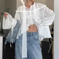 Women's Blouse Long Sleeve Blouses Vacation Simple Style Solid Color main image 1