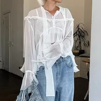 Women's Blouse Long Sleeve Blouses Vacation Simple Style Solid Color main image 2