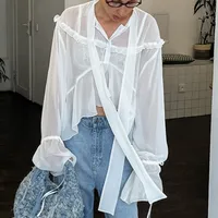Women's Blouse Long Sleeve Blouses Vacation Simple Style Solid Color main image 3