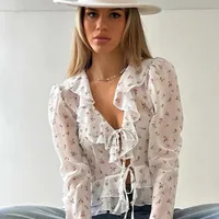 Women's Blouse Long Sleeve Blouses Vacation Simple Style Flower main image 5
