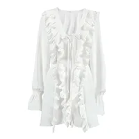 Women's Sheath Dress Vacation Simple Style V Neck Long Sleeve Solid Color Above Knee Holiday main image 4