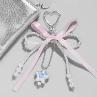 Cute Sweet Star Bow Knot Alloy Women's Keychain sku image 2