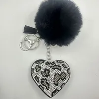 Sweet Korean Style Heart Shape Plush Rhinestones Unisex Keychain main image 1
