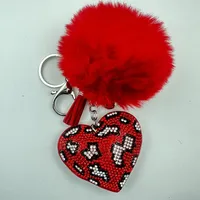 Sweet Korean Style Heart Shape Plush Rhinestones Unisex Keychain main image 2