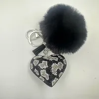 Sweet Korean Style Heart Shape Plush Rhinestones Unisex Keychain main image 3