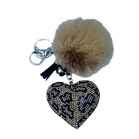 Sweet Korean Style Heart Shape Plush Rhinestones Unisex Keychain main image 5