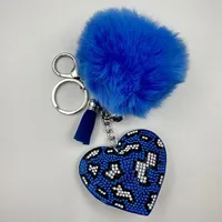 Sweet Korean Style Heart Shape Plush Rhinestones Unisex Keychain sku image 9