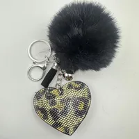 Sweet Korean Style Heart Shape Plush Rhinestones Unisex Keychain sku image 11