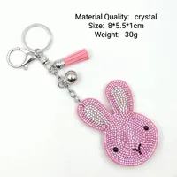 Cute Rabbit Flannel Diamond Women's Keychain main image 2