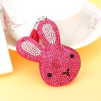 Cute Rabbit Flannel Diamond Women's Keychain sku image 2