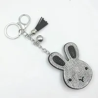 Cute Rabbit Flannel Diamond Women's Keychain sku image 9