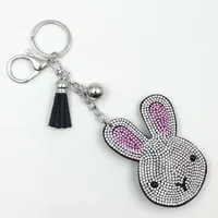 Cute Rabbit Flannel Diamond Women's Keychain sku image 11