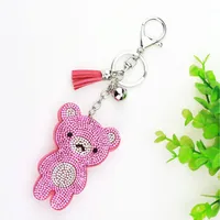 Cute Bear Flannel Diamond Women's Keychain sku image 6