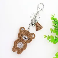 Cute Bear Flannel Diamond Women's Keychain main image 4