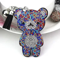 Cute Bear Flannel Diamond Women's Keychain sku image 1