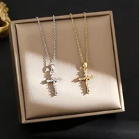 Simple Style Cross 304 Stainless Steel Plating Unisex Pendant Necklace main image 1