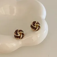 1 Pair Retro Simple Style Geometric Plating Copper Drop Earrings Ear Studs sku image 4