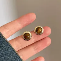 1 Pair Retro Simple Style Geometric Plating Copper Drop Earrings Ear Studs sku image 1