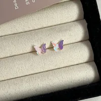 1 Pair Basic Simple Style Heart Shape Butterfly Bow Knot Plating Alloy Zircon Ear Studs sku image 2
