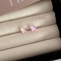 1 Pair Basic Simple Style Heart Shape Butterfly Bow Knot Plating Alloy Zircon Ear Studs sku image 1