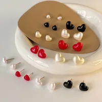 1 Pair Simple Style Heart Shape Plating Alloy Ear Studs main image 1