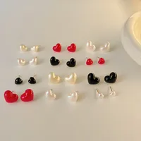 1 Pair Simple Style Heart Shape Plating Alloy Ear Studs main image 4