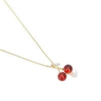 IG Style Cherry Titanium Steel Copper Plating Inlay Artificial Gemstones Zircon Women's Pendant Necklace main image 3