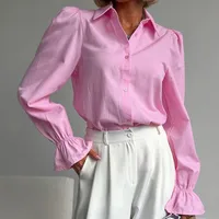 Women's Blouse Long Sleeve Blouses Vacation Simple Style Solid Color main image 2