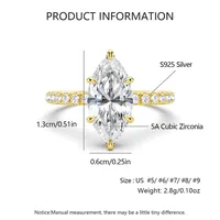 14K Gold Plated White Gold Plated 925 Sterling Silver Zircon Geometric Rings 925 Sterling Silver Rings main image 10
