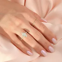 14K Gold Plated White Gold Plated 925 Sterling Silver Zircon Geometric Rings 925 Sterling Silver Rings main image 9