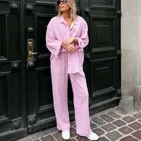 Holiday Women's Vacation Simple Style Plaid Polyester Pants Sets Shorts Sets main image 3