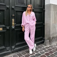 Holiday Women's Vacation Simple Style Plaid Polyester Pants Sets Shorts Sets main image 4