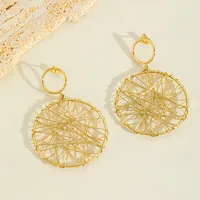 1 Pair Casual Exaggerated Artistic Irregular Pentagram Round Hollow Out 304 Stainless Steel 18K Gold Plated Drop Earrings main image 3