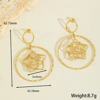 1 Pair Casual Exaggerated Artistic Irregular Pentagram Round Hollow Out 304 Stainless Steel 18K Gold Plated Drop Earrings main image 5