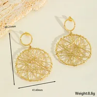 1 Pair Casual Exaggerated Artistic Irregular Pentagram Round Hollow Out 304 Stainless Steel 18K Gold Plated Drop Earrings sku image 2
