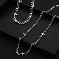 Hip-Hop Simple Style Star Titanium Steel Men's Double Layer Necklaces main image 1