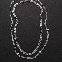 Hip-Hop Simple Style Star Titanium Steel Men's Double Layer Necklaces main image 3