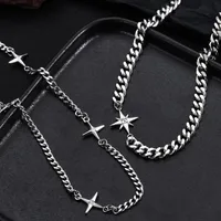 Hip-Hop Simple Style Star Titanium Steel Men's Double Layer Necklaces main image 2