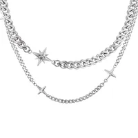 Hip-Hop Simple Style Star Titanium Steel Men's Double Layer Necklaces main image 5