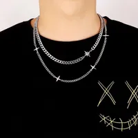 Hip-Hop Simple Style Star Titanium Steel Men's Double Layer Necklaces main image 4