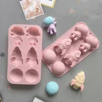 Cute Earth Astronaut Rocket Silica Gel Bakeware 1 Piece main image 1