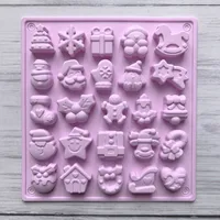 Christmas Cute Christmas Tree Santa Claus Solid Color Silica Gel Bakeware 1 Piece sku image 2