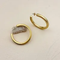 1 Pair Vintage Style French Style Simple Style Geometric 304 Stainless Steel 18K Gold Plated Hoop Earrings main image 3