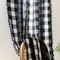 Casual Splicing Checkered Polyester Cotton Fabric Curtains main image 2