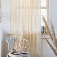 Elegant Tassel Solid Color Lace Fabric Curtains main image 3